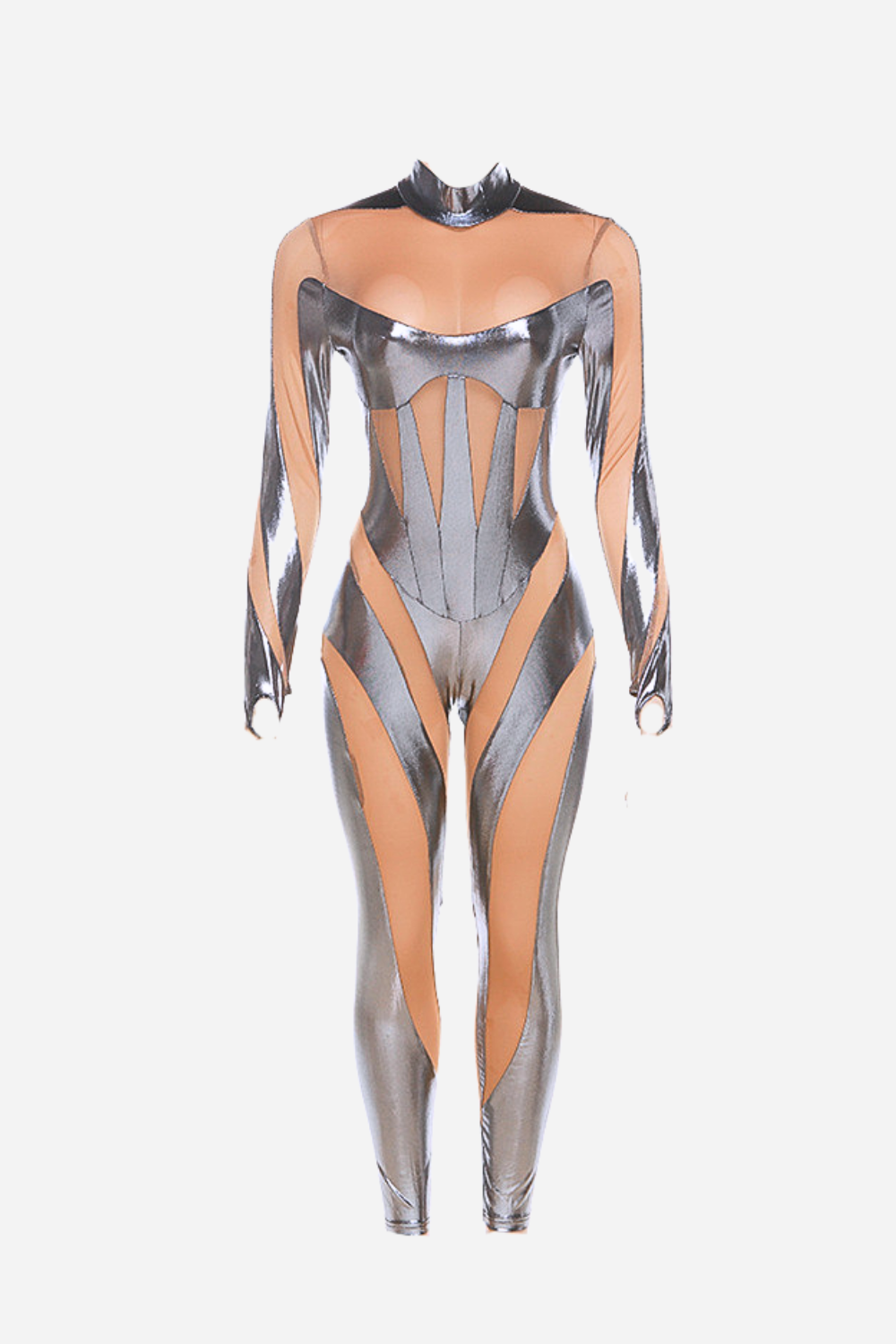 Kesikli Metalik Bodysuit