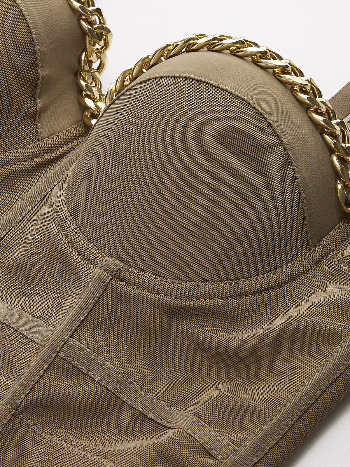 Metal Zincirli Yarı Şeffaf File Korse