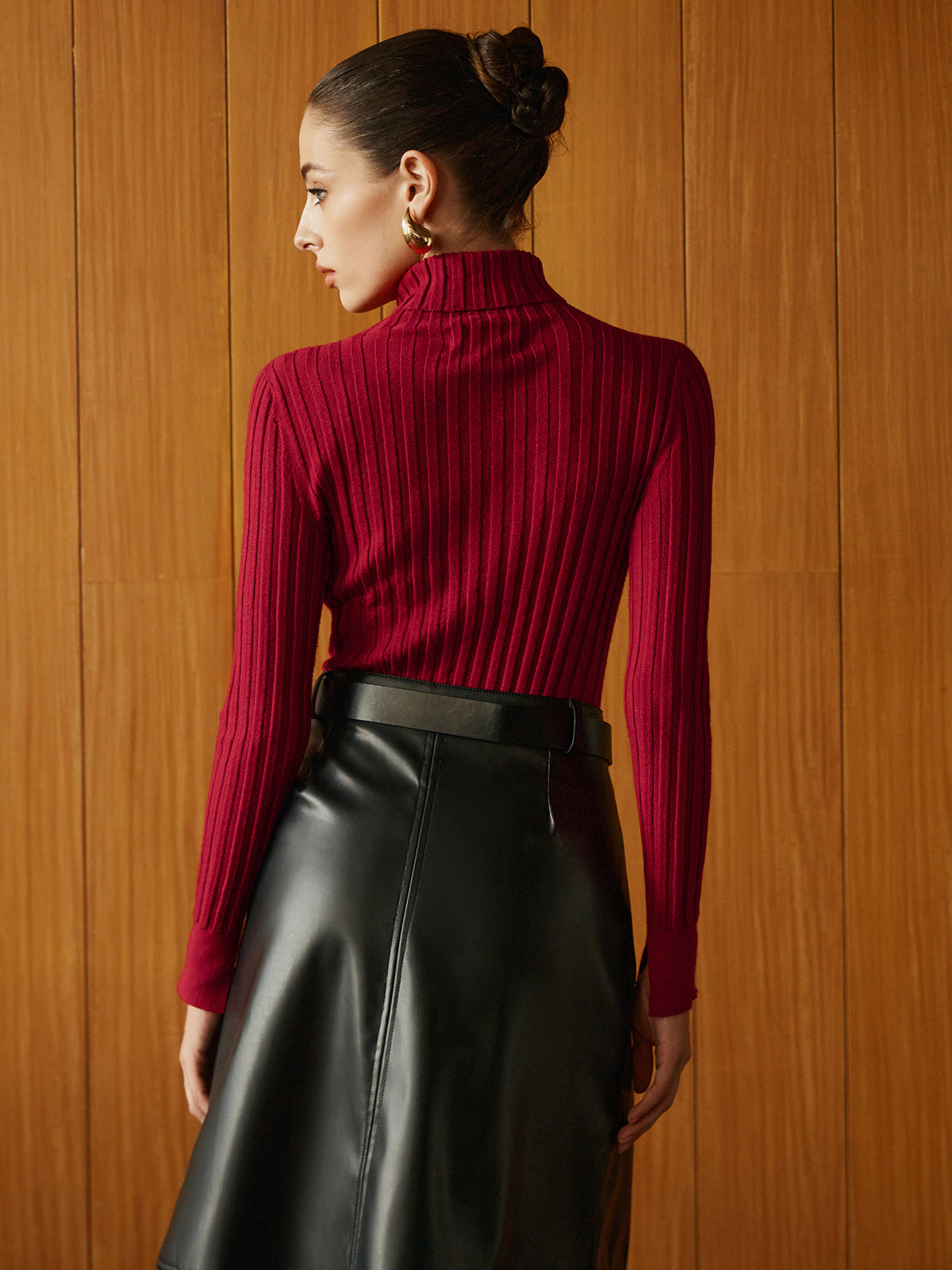Turtleneck Ribanalı İnce Kazak