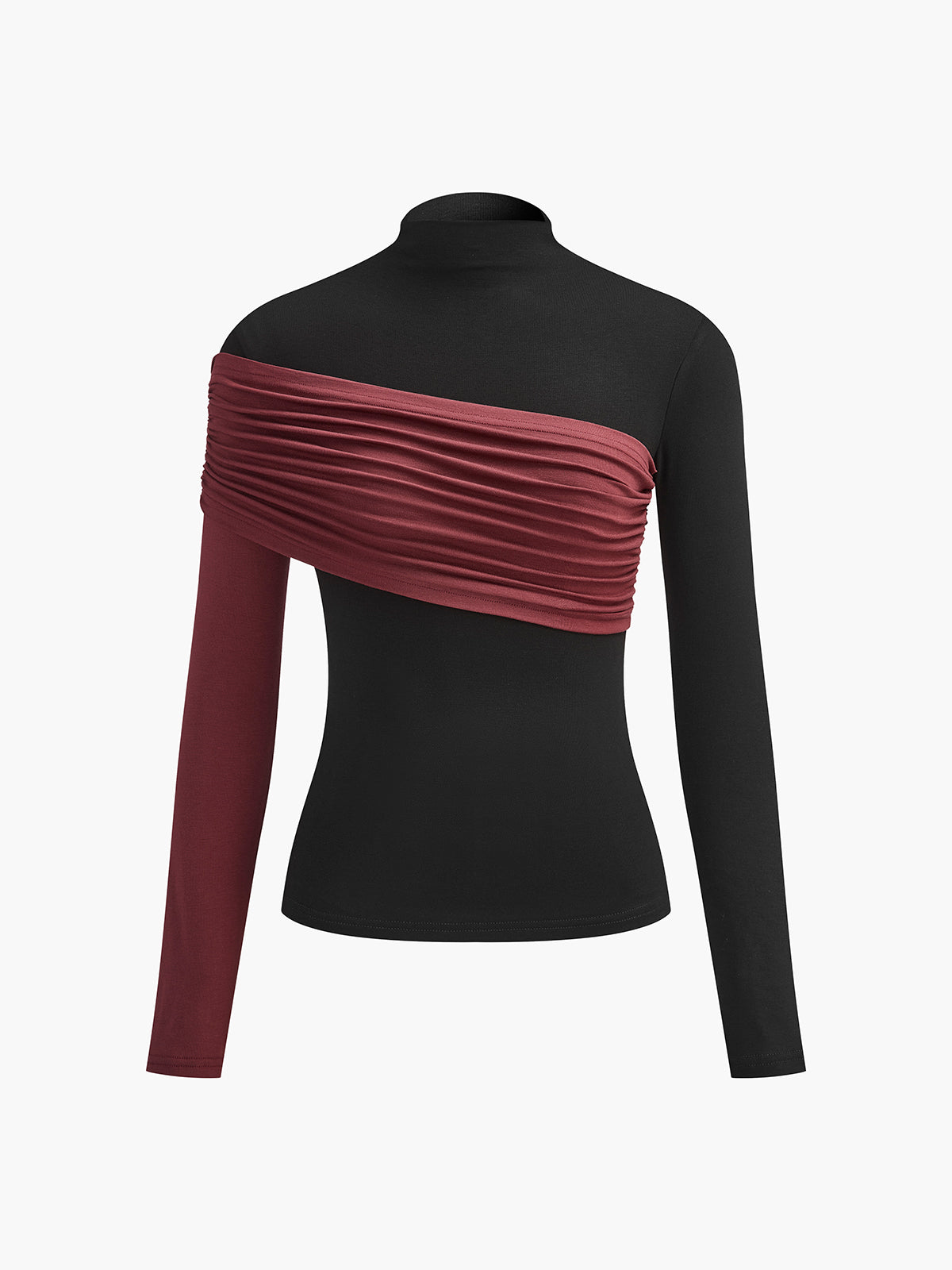 Renk Bloklu Pileli Jersey Slim Üst