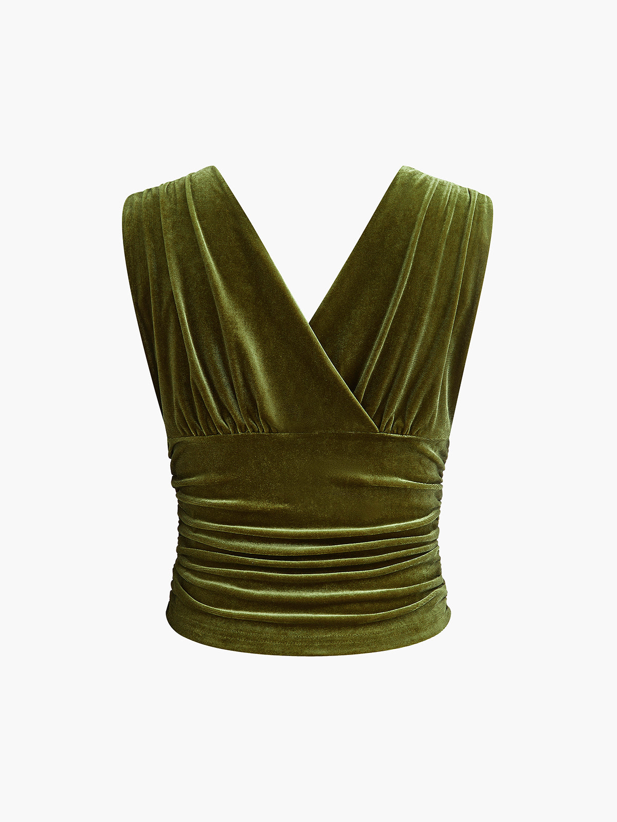 Kadife Pileli Belden Bağlamalı Kısa Tank Top