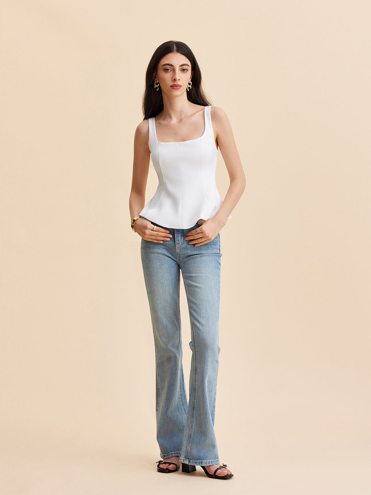 Kare Yaka Peplum Tank Top