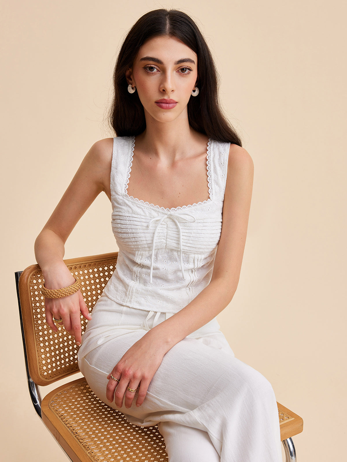 Pliseli Pamuklu Fermuarlı Atlet