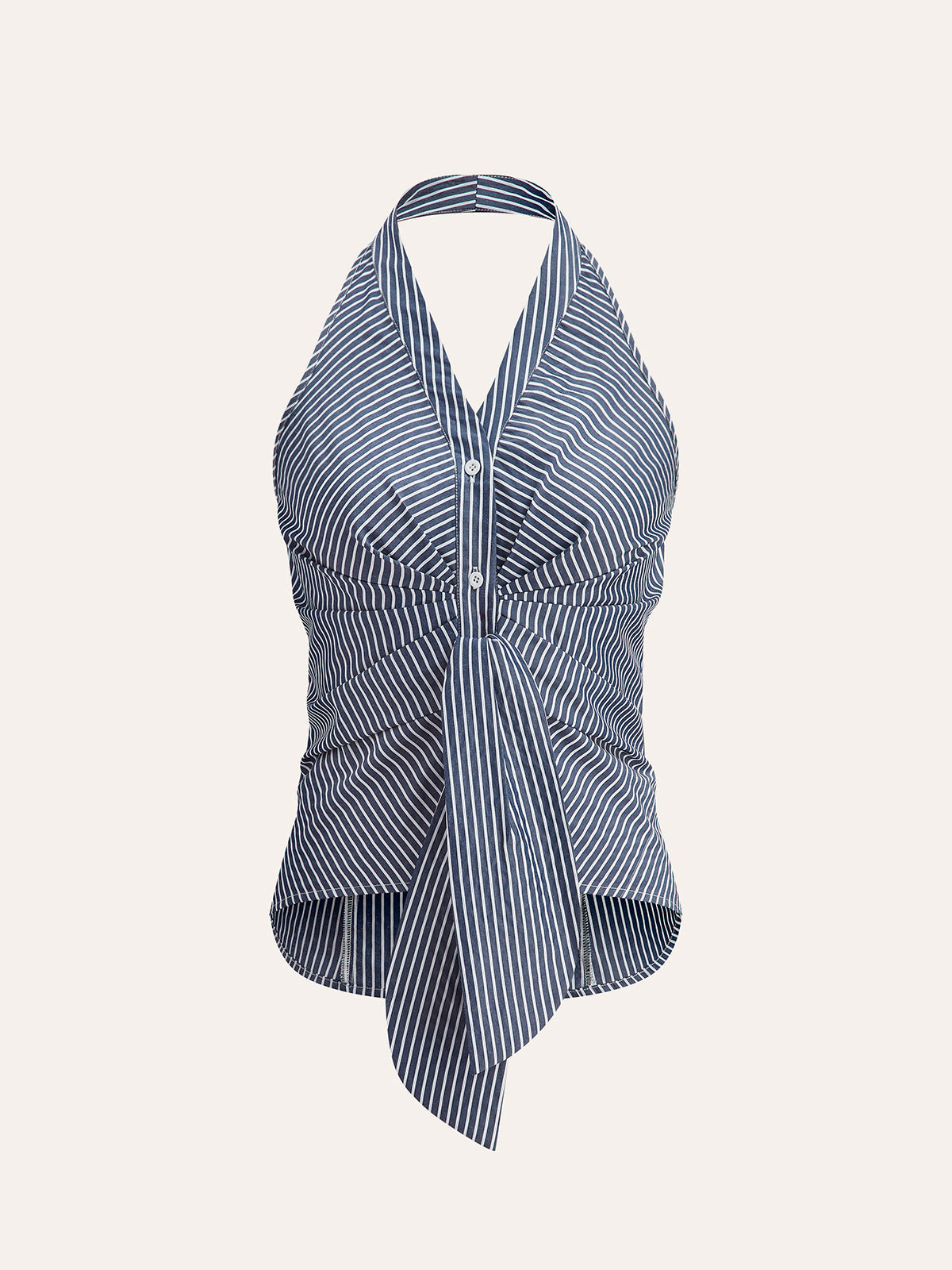 Çizgili Halter Bağlamalı Üst