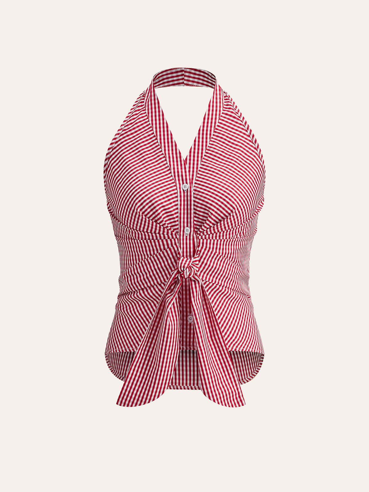 Çizgili Halter Bağlamalı Üst