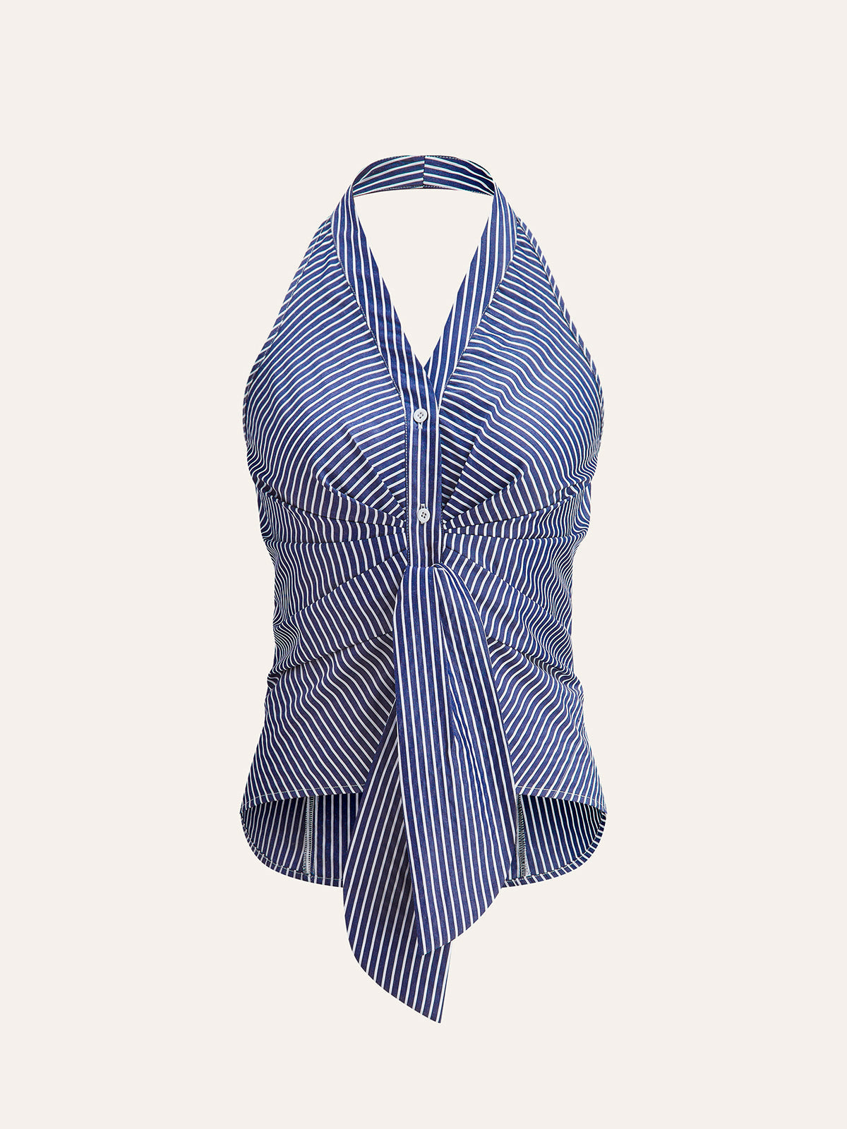 Çizgili Halter Bağlamalı Üst