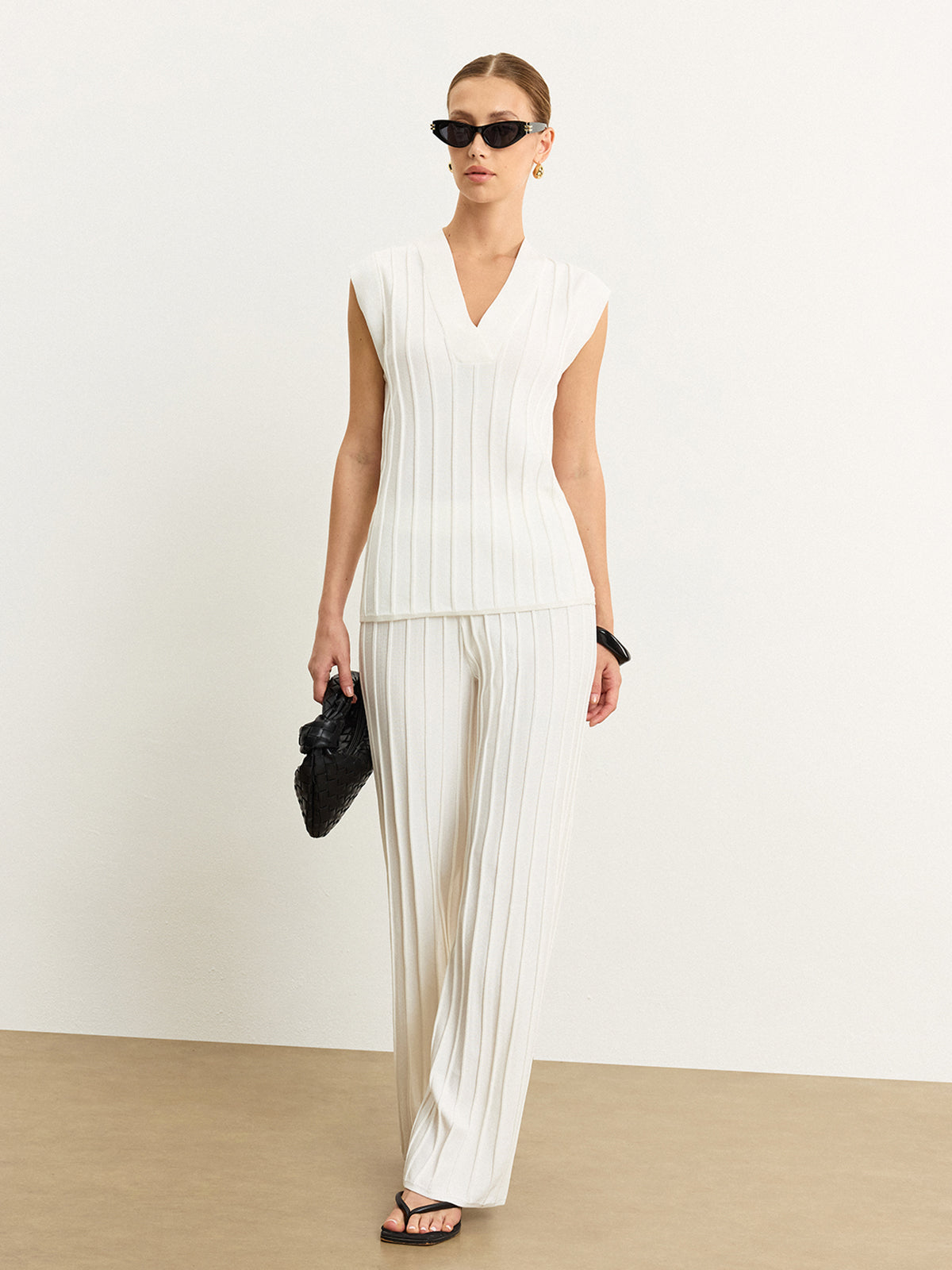 Kaburga Örgü V Yakalı Atlet