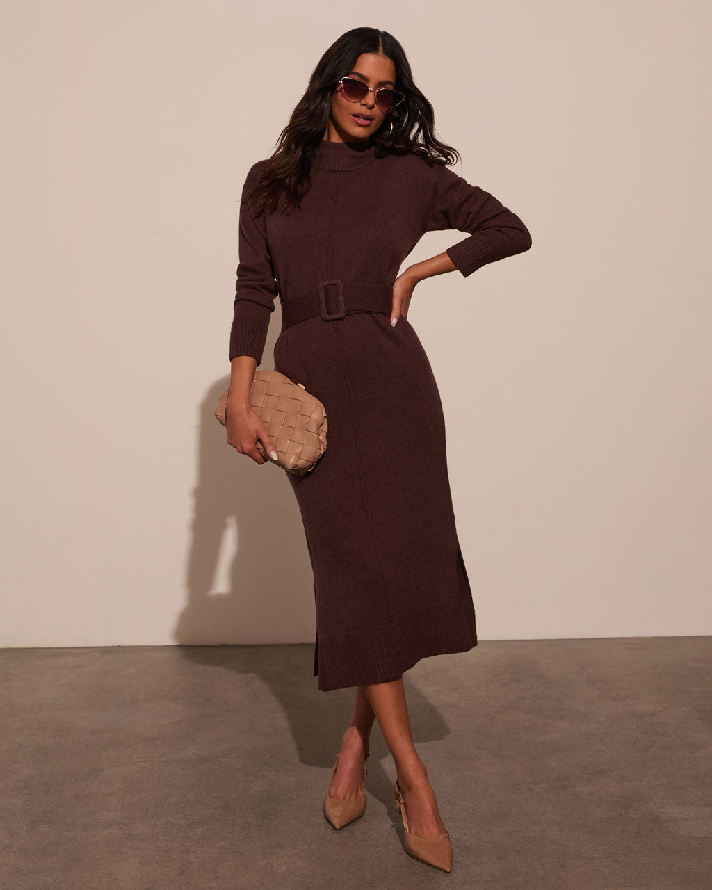 Huntley Mockneck Midi Kazak Elbise