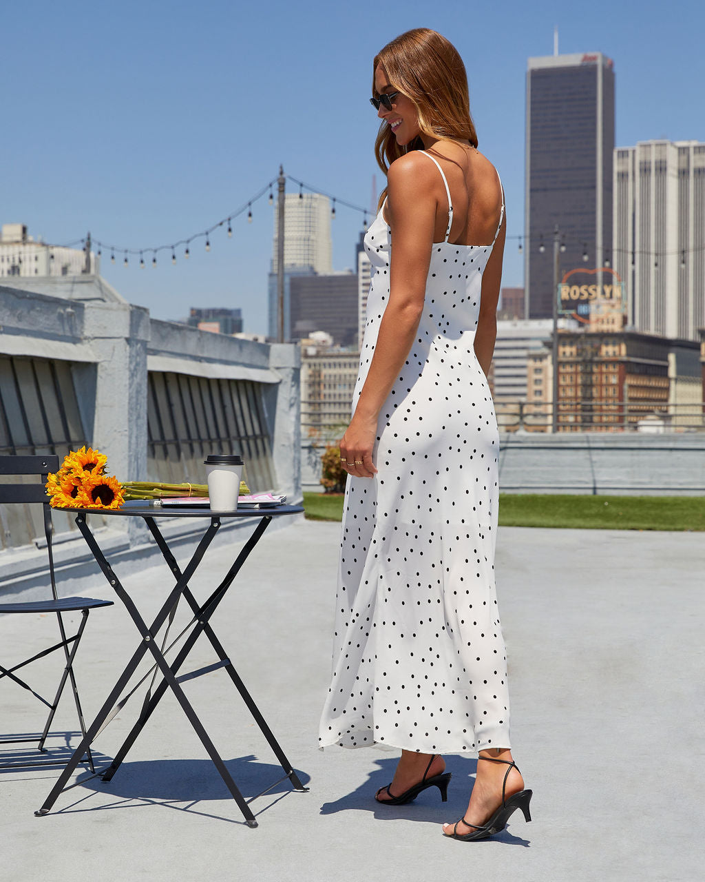 Lucia Puantiyeli Slip Midi Elbise