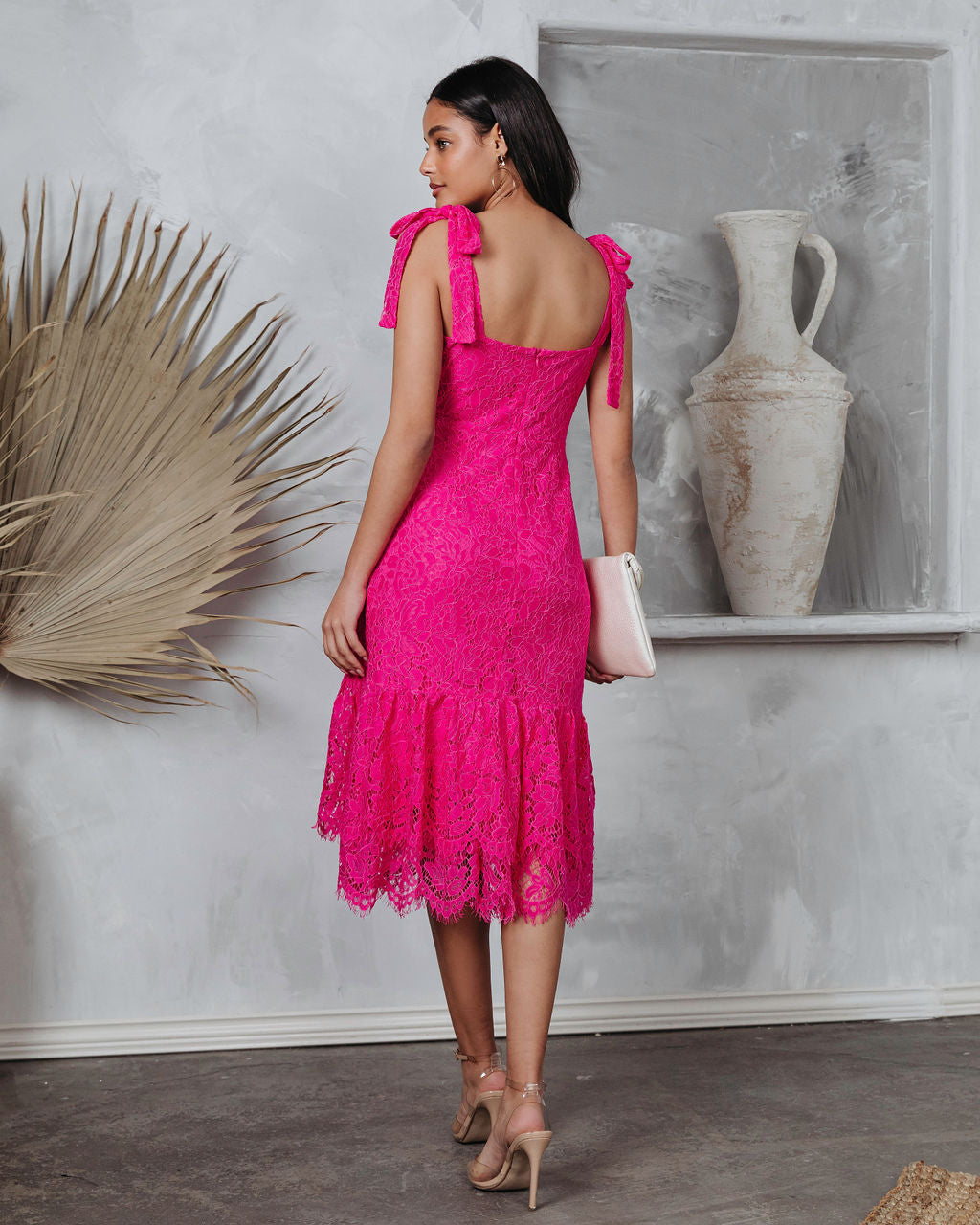Miami High Tea Dantel Midi Elbise