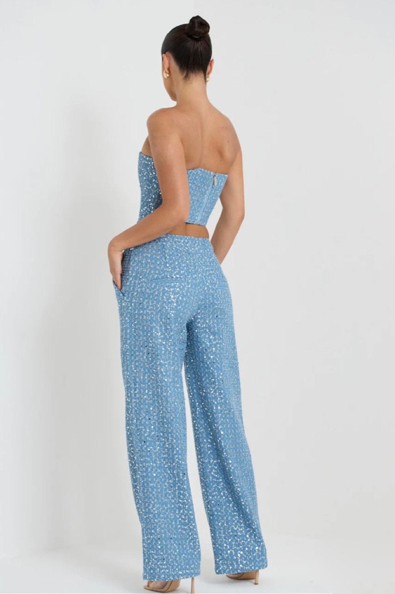 Belinda Payetler Denim Pantolon Takım