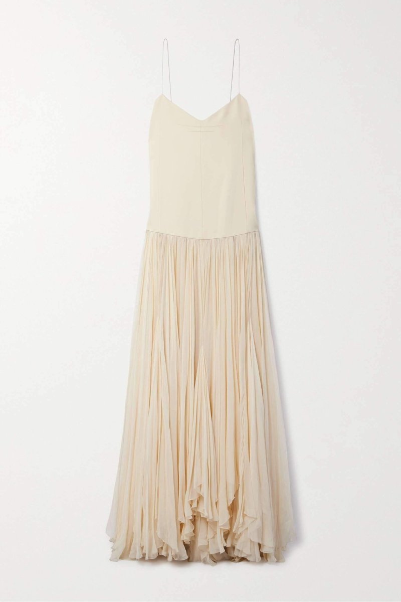 Belle Şifon Pileli Maxi Slip Elbise