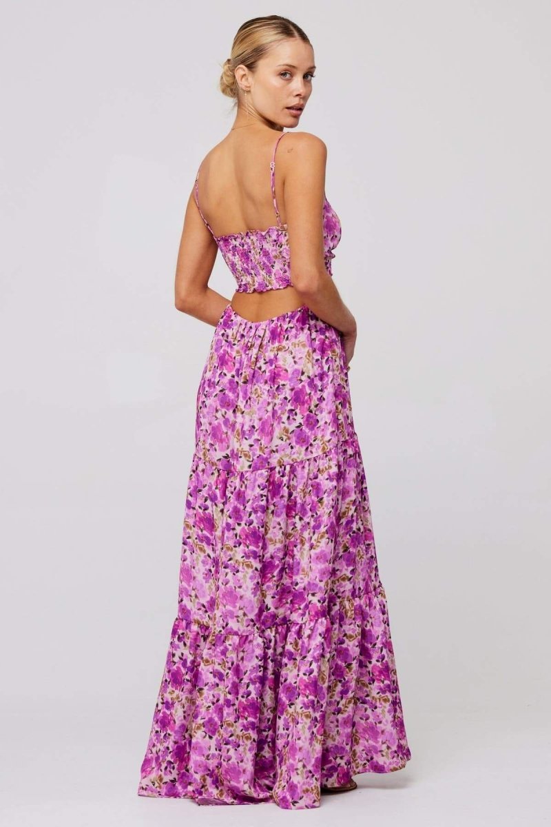 Beverly Baskılı Cut-Out Maxi Slip Elbise