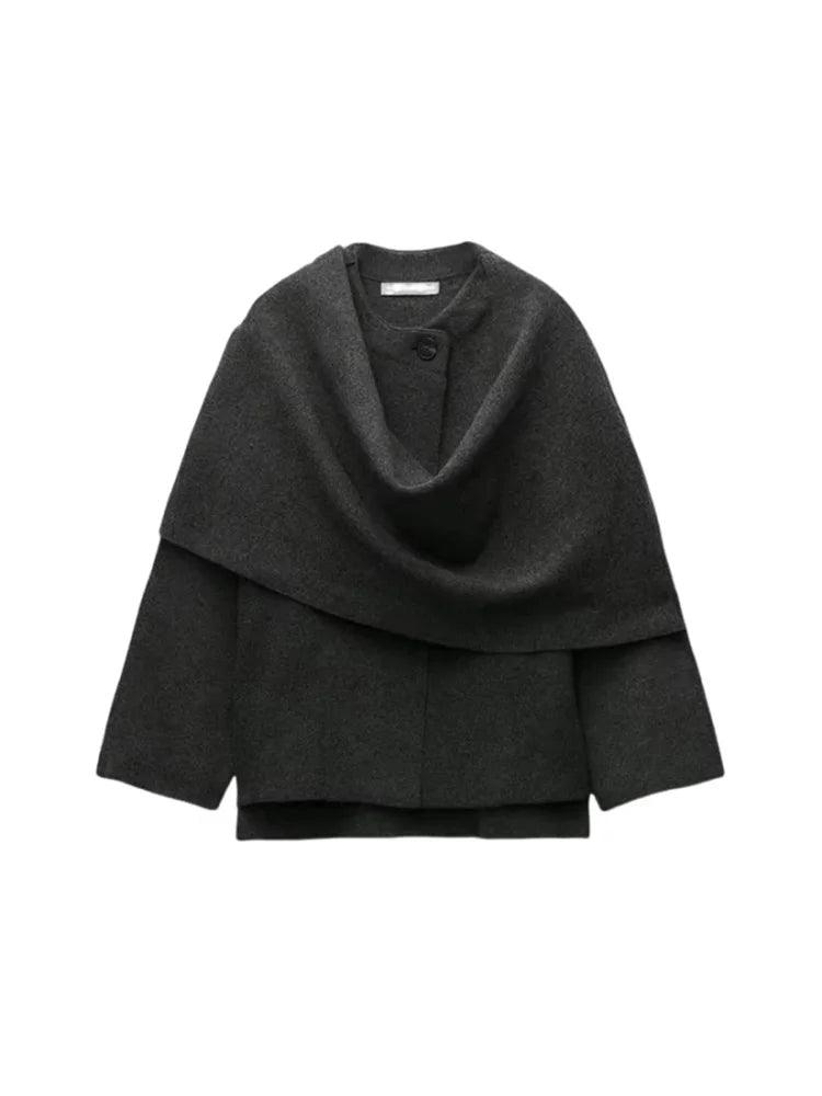 Modern Asimetrik Yün Panço