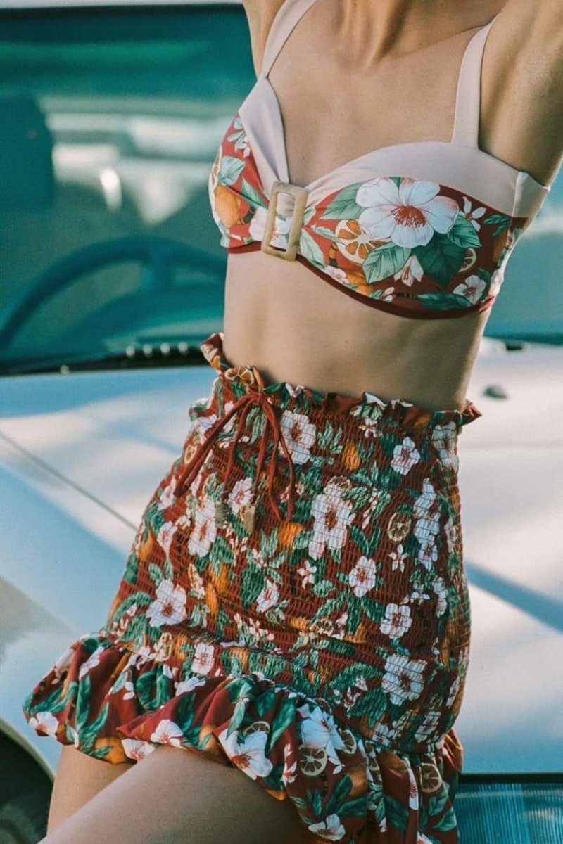 Cheryl Çiçek Baskılı Üçlü Yüzme Seti