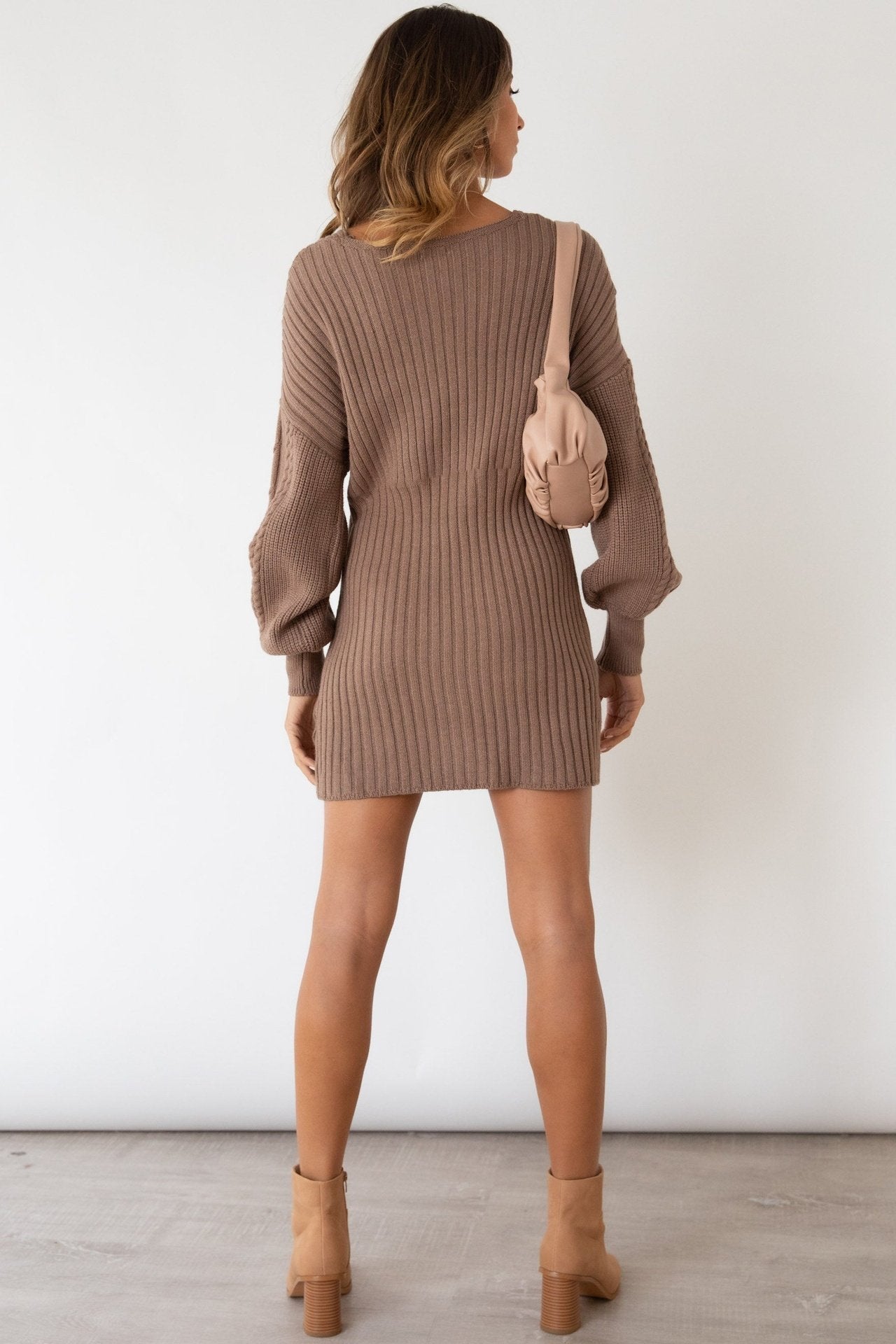 Eloise V Yaka Örgü Mini Elbise