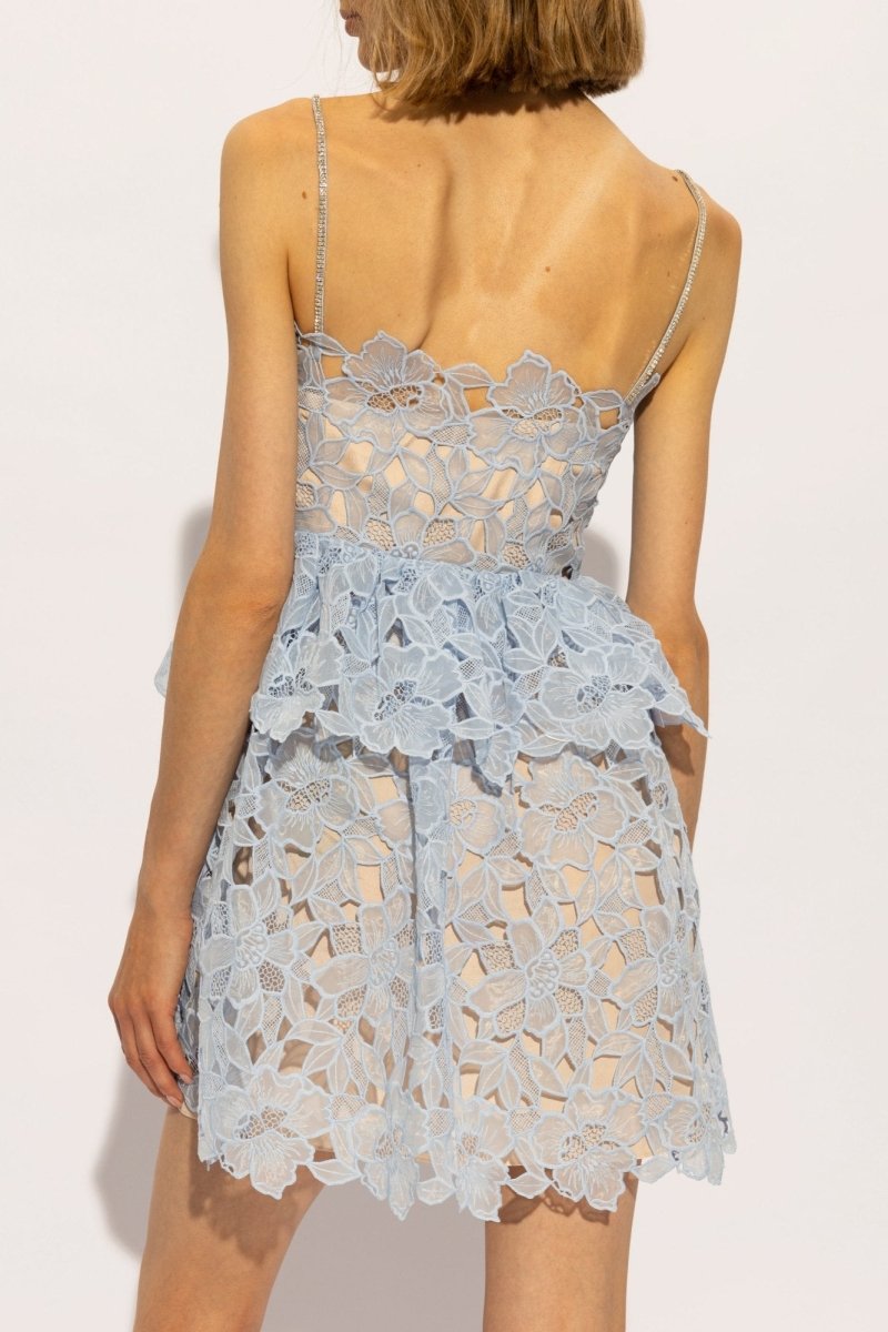 Ophelia Dantelli Katlı Cami Mini Elbise