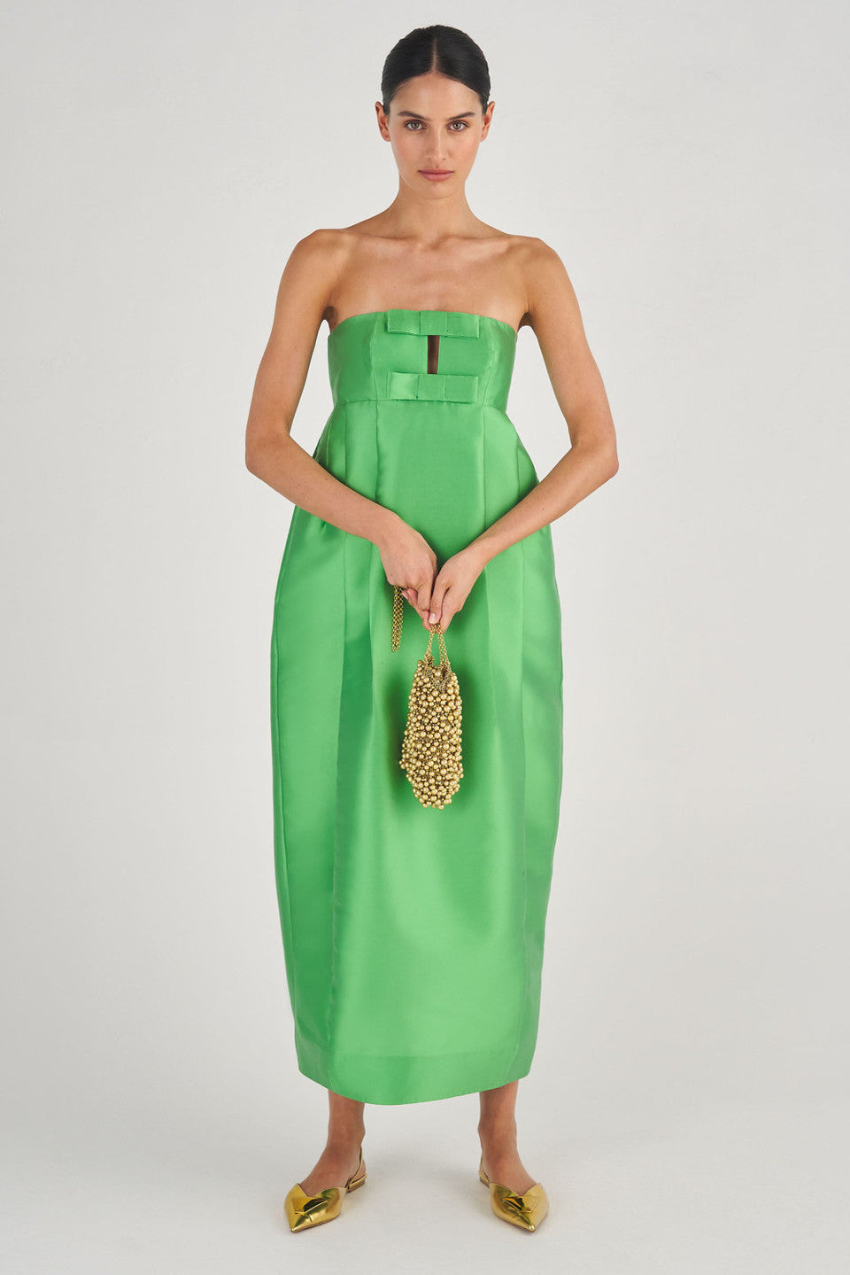 Straplez Papyonlu Lale Maxi Elbise