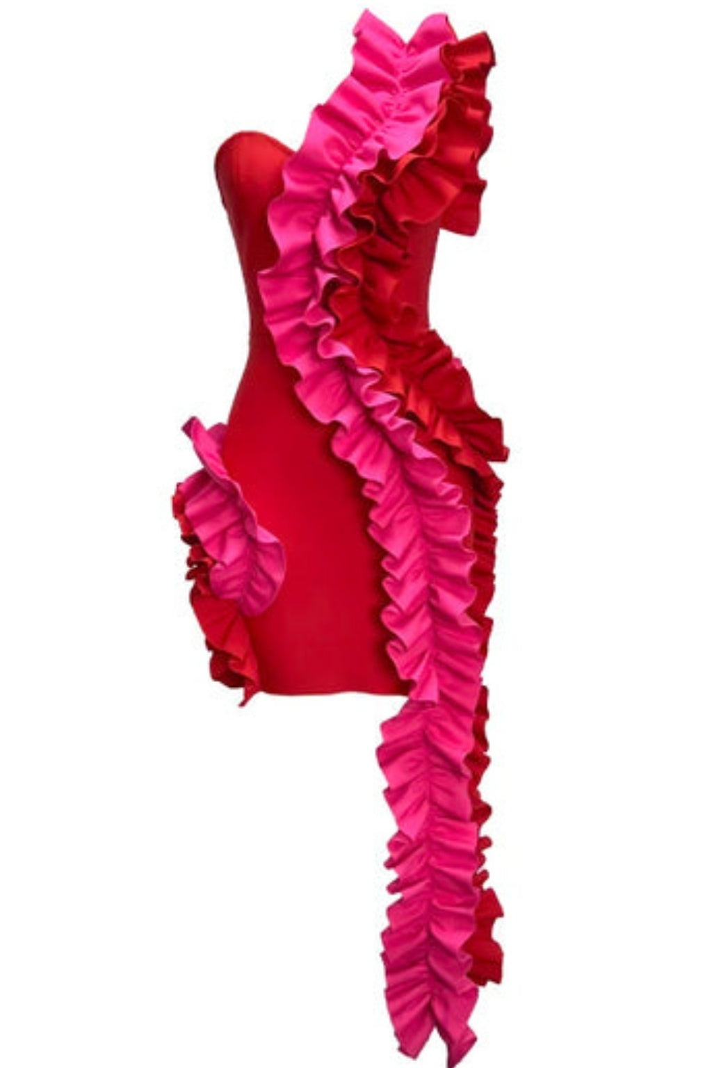 Jodie Tek Omuzlu Fırfırlı Mini Elbise