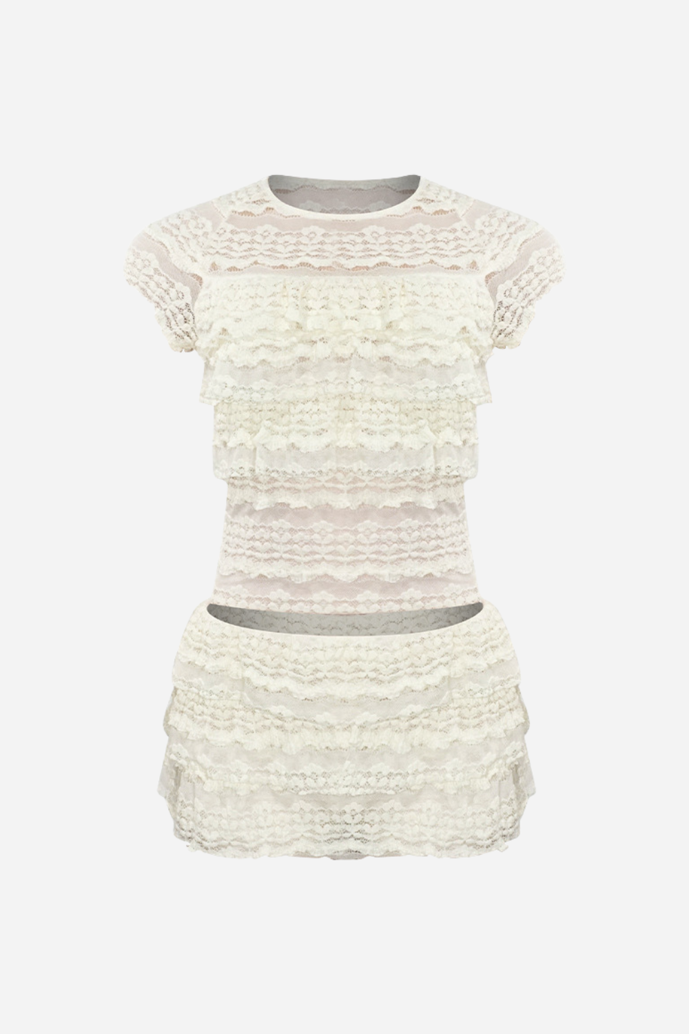 Katlı Fırfırlı Dantel Örgü Set