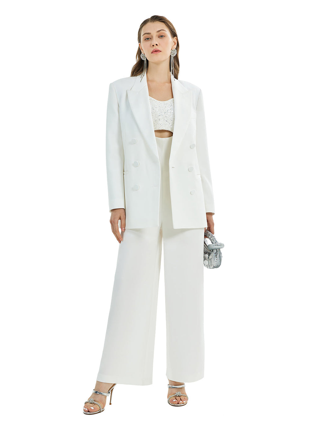 Asetat Panelli Saten Avangart Takım Elbise Ceketi