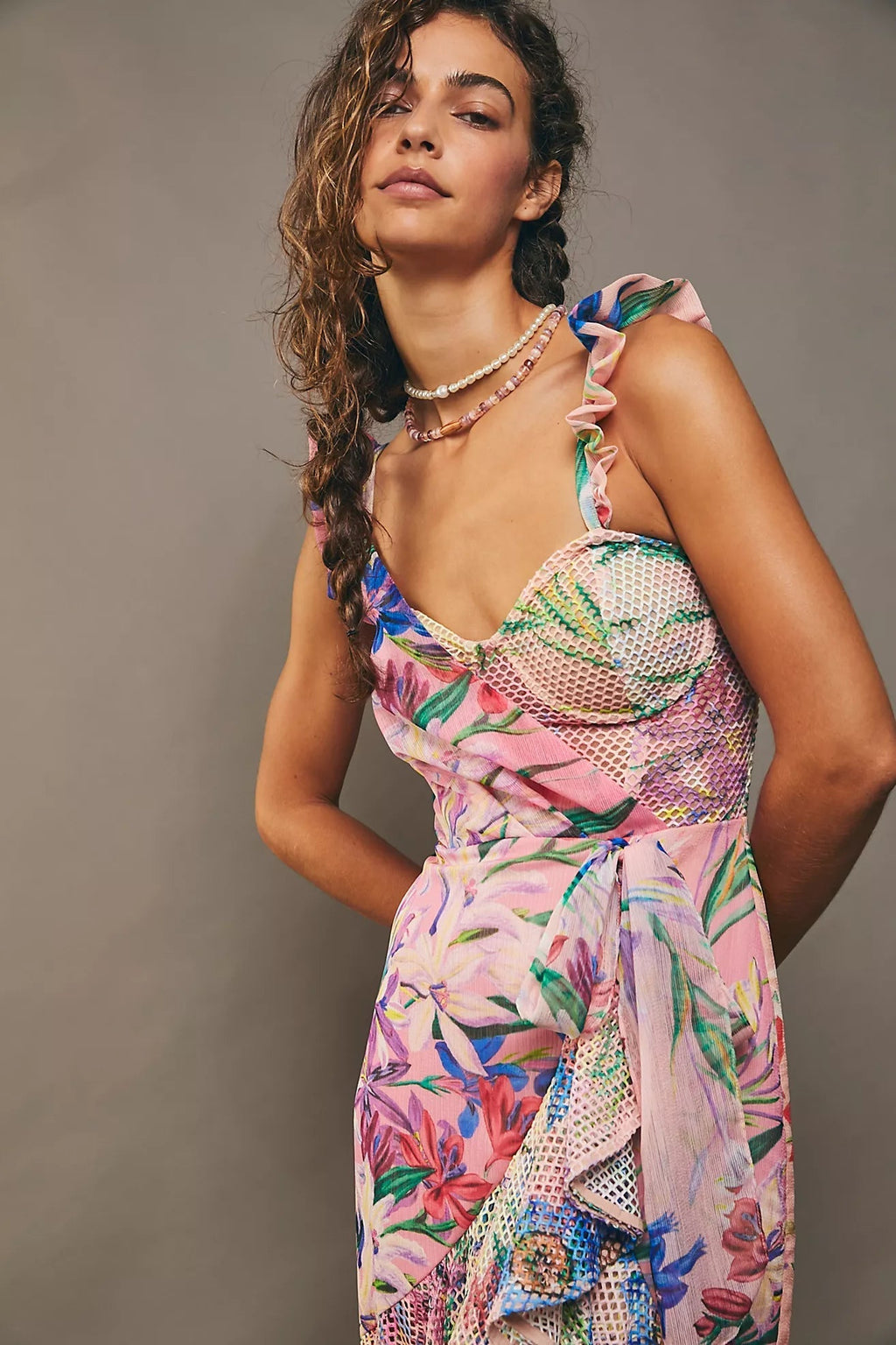 Rhys Baskılı Fırfır İki Parça Yüzme Seti