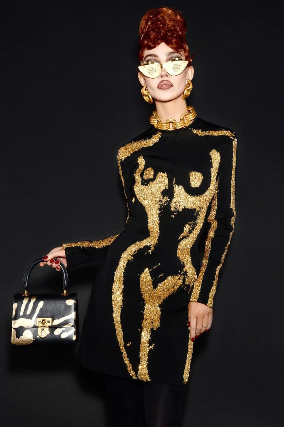 Donna Uzun Kollu Baskılı Mini Elbise