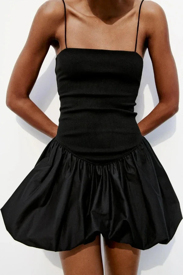 Aubrey Hafif Balon Etek Mini Elbise