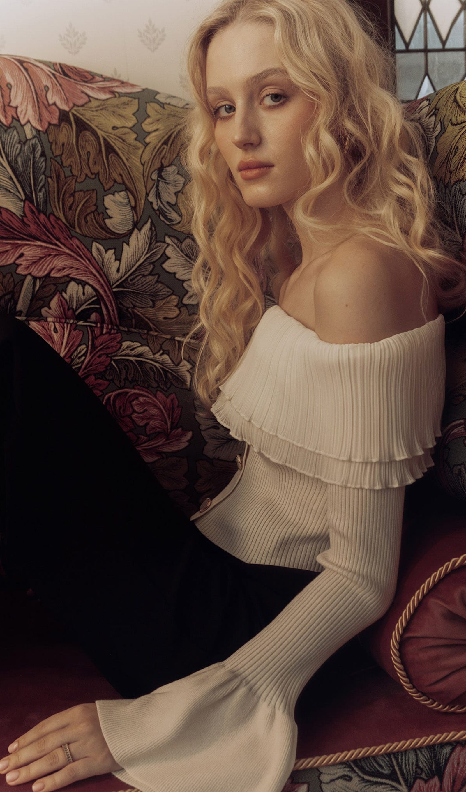 Flier Starplez Fırfır Düğme Detay Üst - Krem