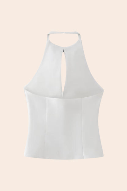 Lesley Taşlı Fiyonklu Boyundan Bağlamalı Tank Top