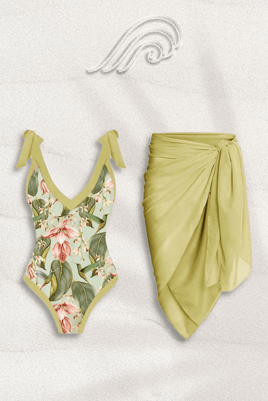 Louise Vintage Baskılı Yüzme Seti