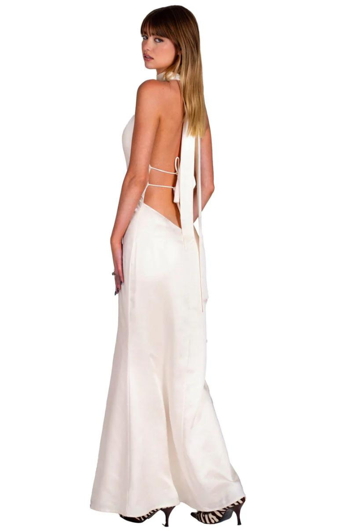 Karolina Saten Maxi- Beyaz