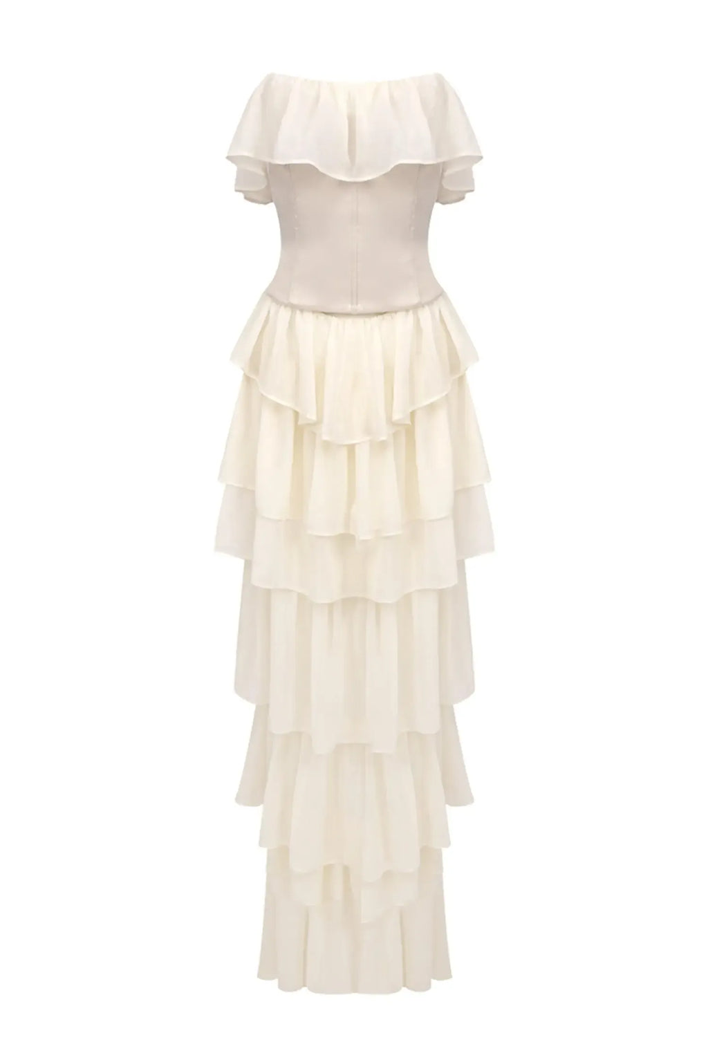 Gerald Kayısı Düşük Omuz Maxi Elbise