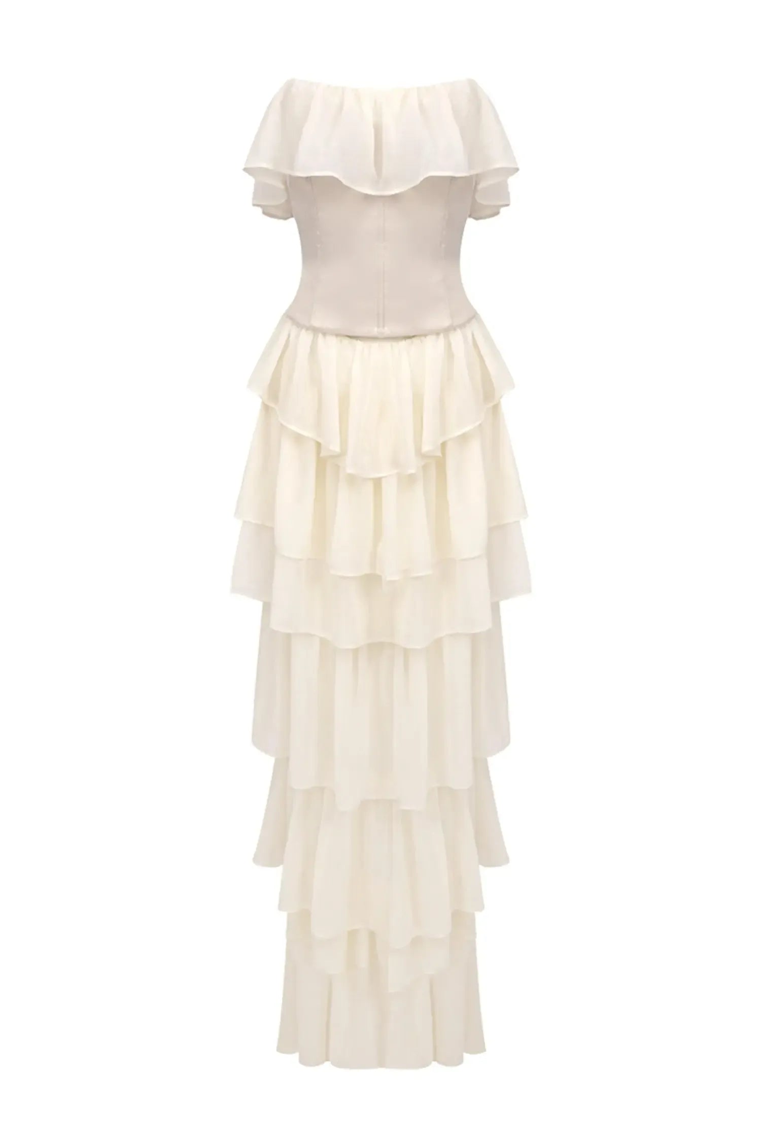 Gerald Kayısı Düşük Omuz Maxi Elbise