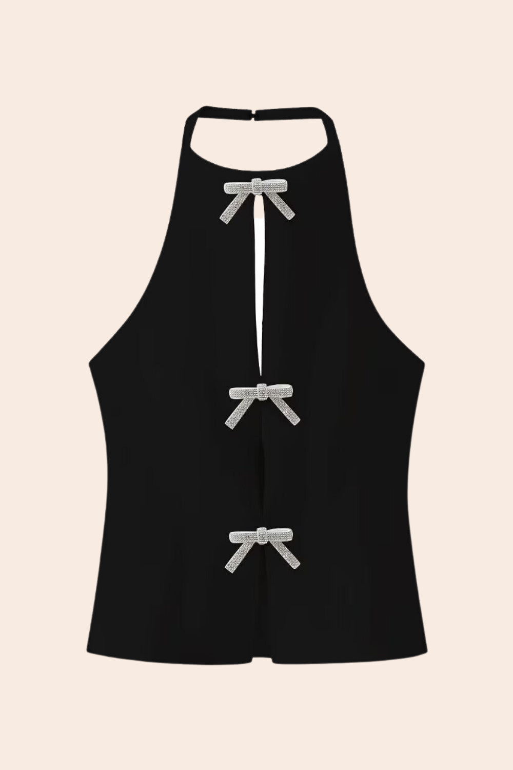 Lesley Taşlı Fiyonklu Boyundan Bağlamalı Tank Top