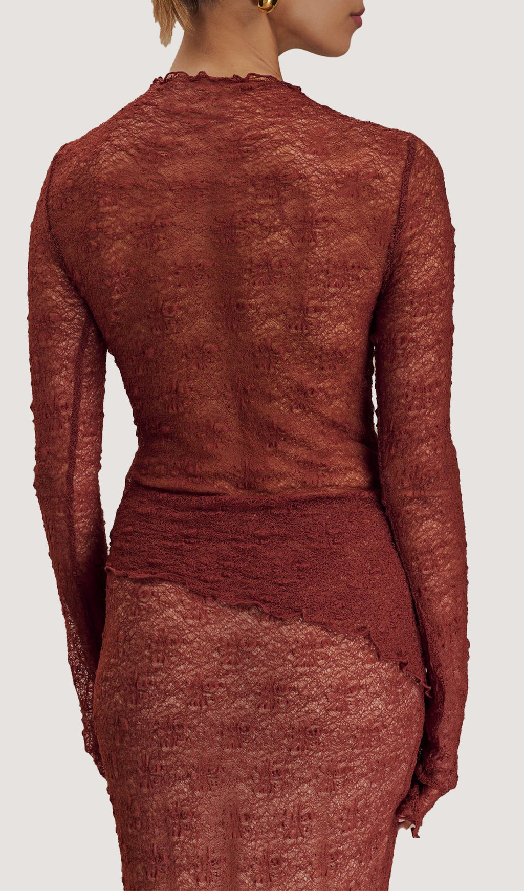 Transparan Dantel Etek Üst Takım