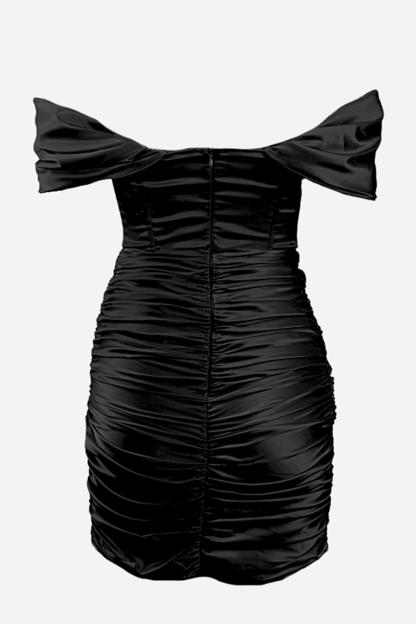 Candice Büzgülü Korse Düşük Omuz Saten Mini Elbise