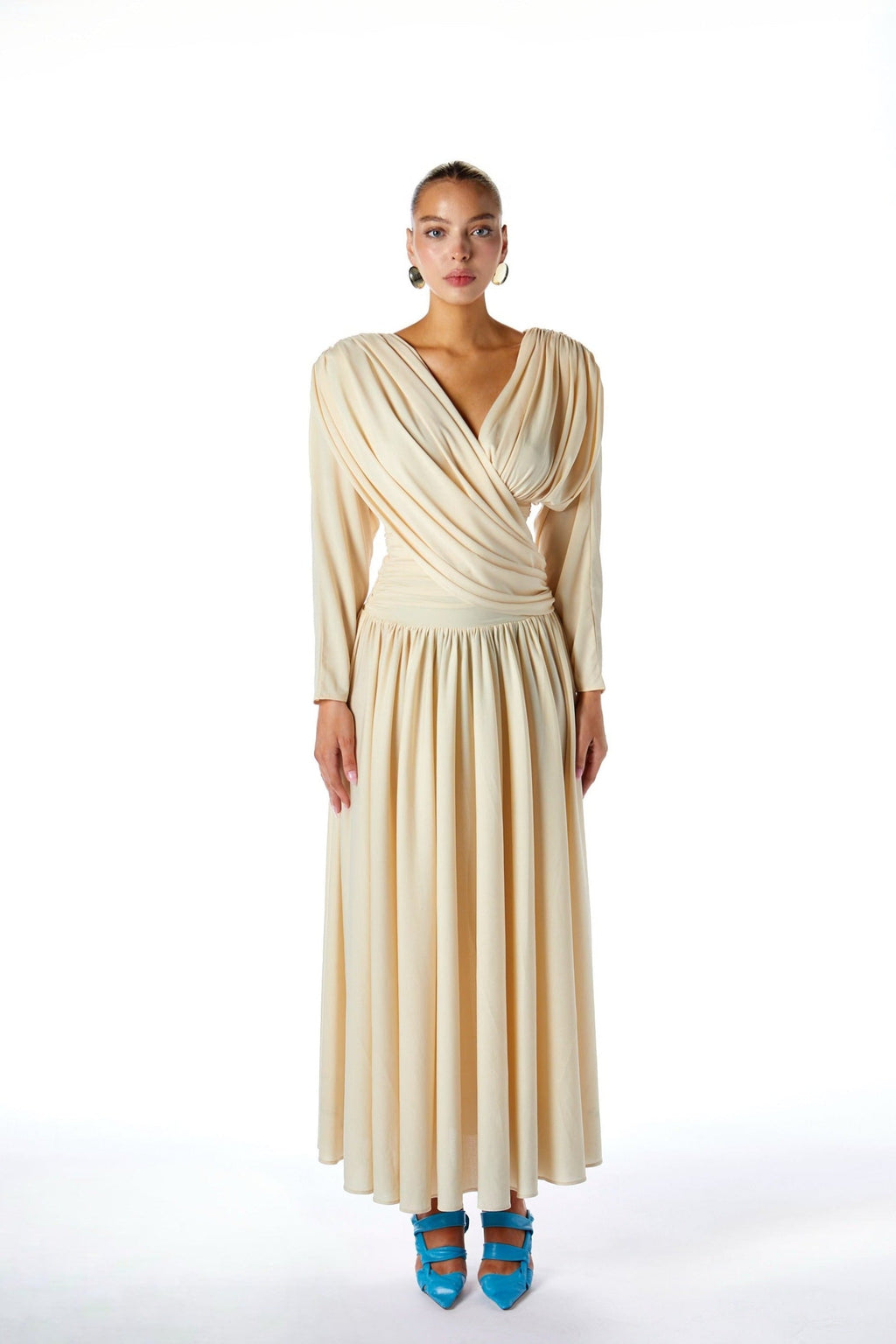 Venüs Haç Drapeli Sırtı Açık Uzun Elbise