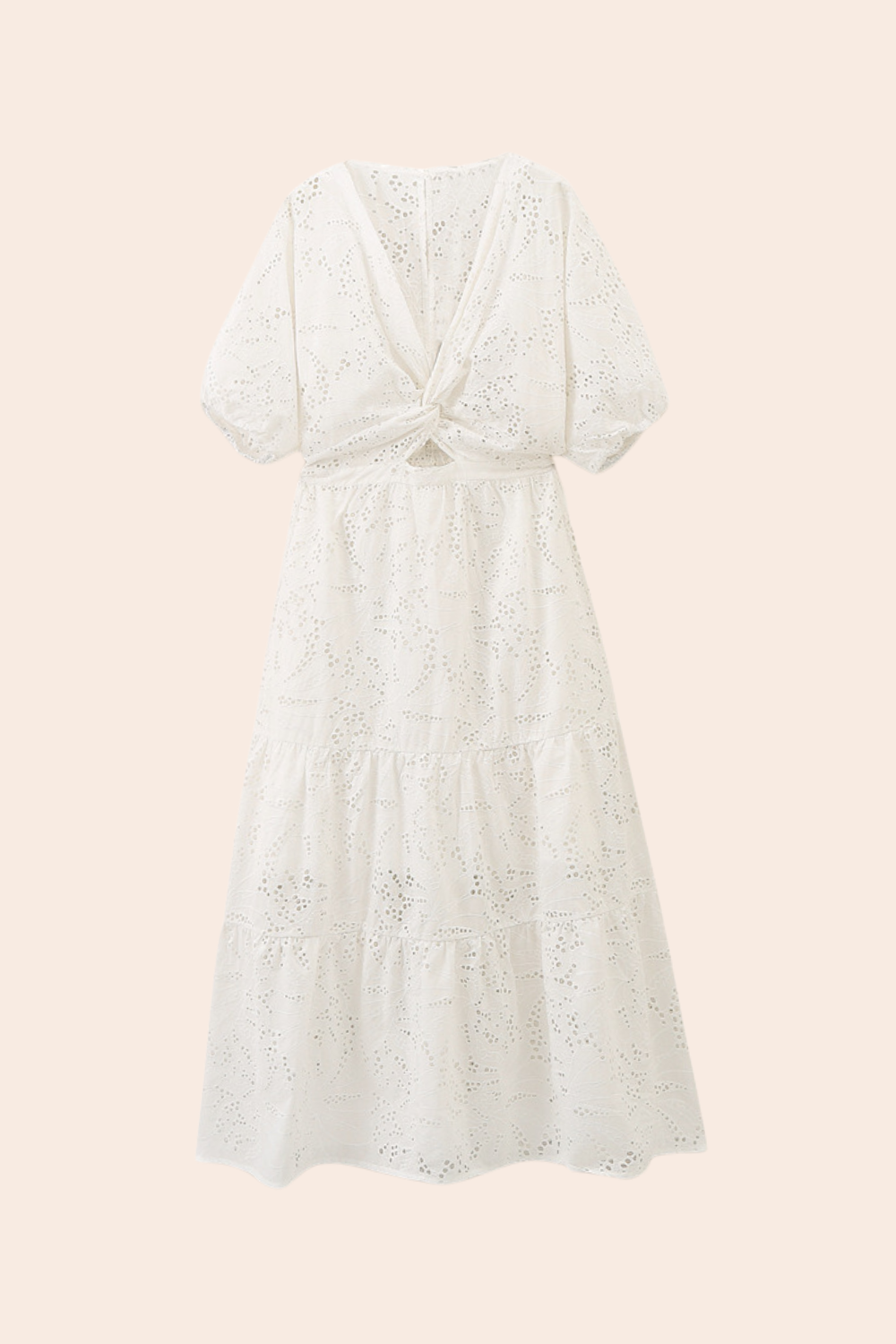 Nakış Dantel Kesim Midi Elbise