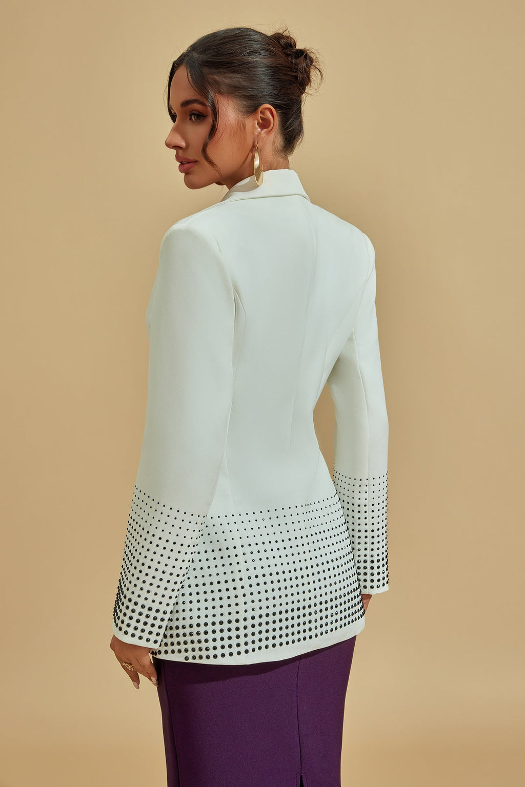 Sarmaşık Beyaz İşlemeli Blazer