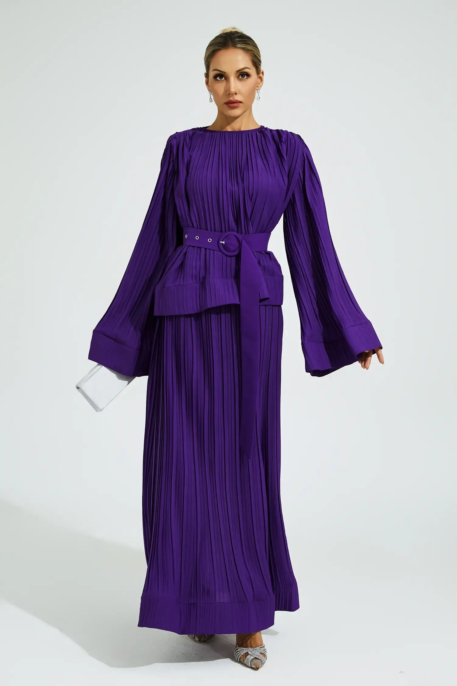 Tinsley Mor Kuşaklı Fırfırlı Takım