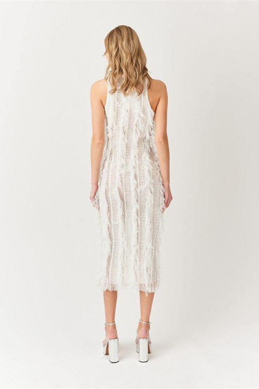 Bonnie Balıkçı Yaka Fırfırlı Midi Elbise