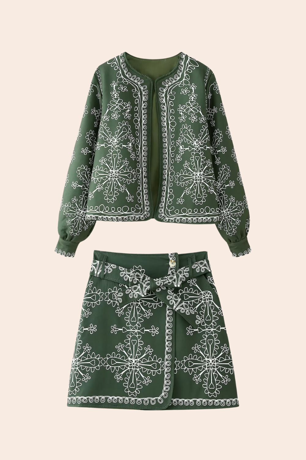 Soyut Baskılı Şişme Ceket Takım