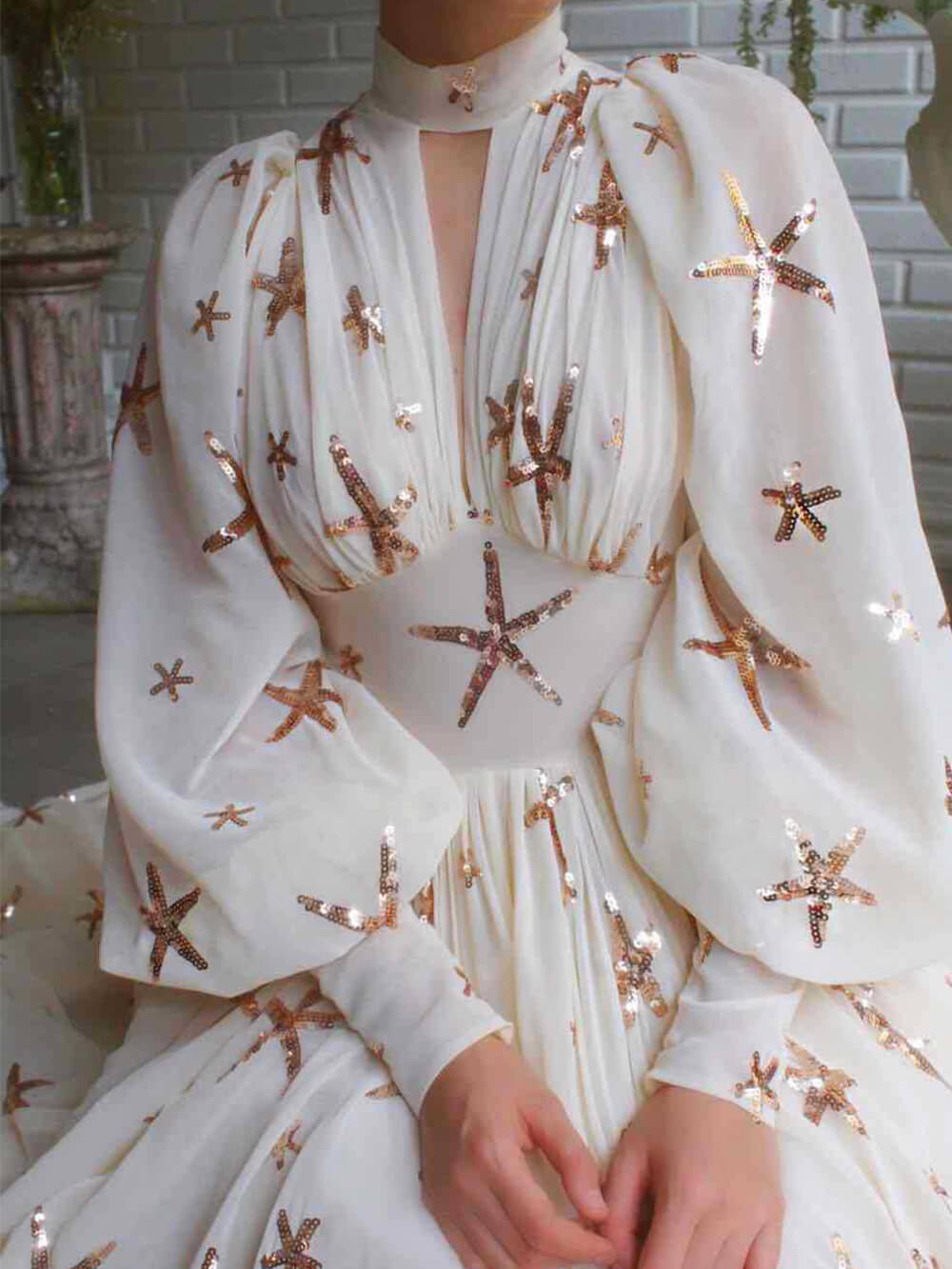 Payetli Şifon Uzun Elbise