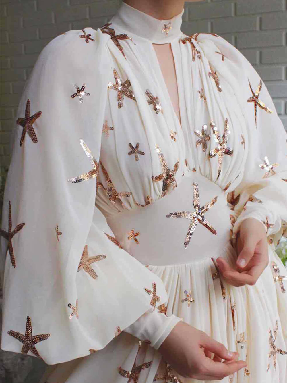 Payetli Şifon Uzun Elbise