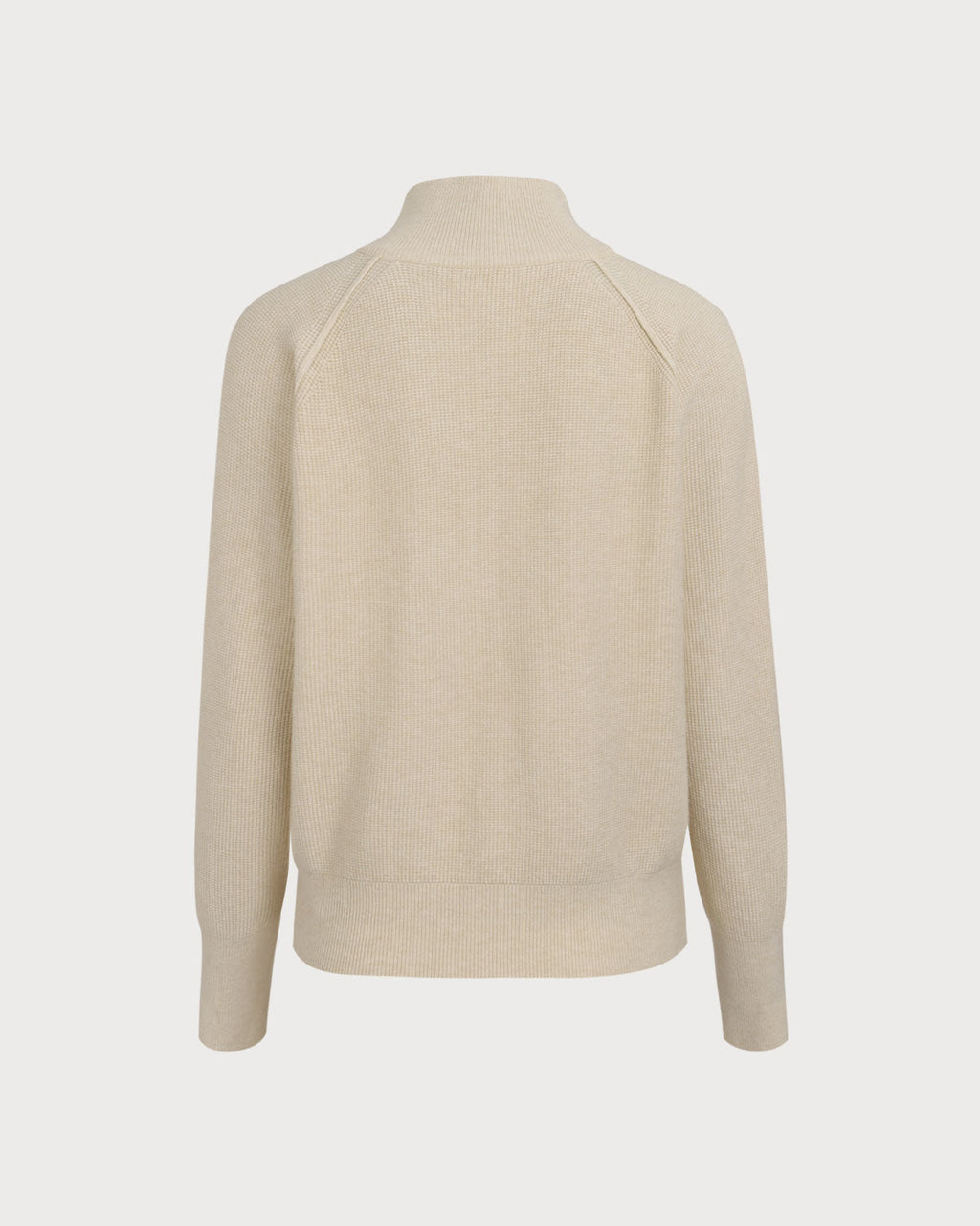 Bej Rengi Fitilli Örgü Fermuarlı Hırka