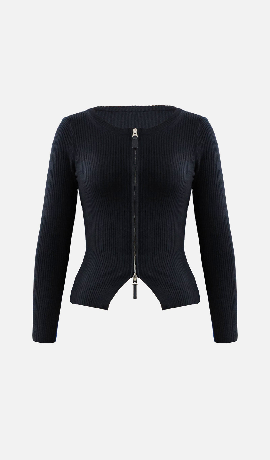 Fermuarlı Nervürlü Örgü Hırka Üst