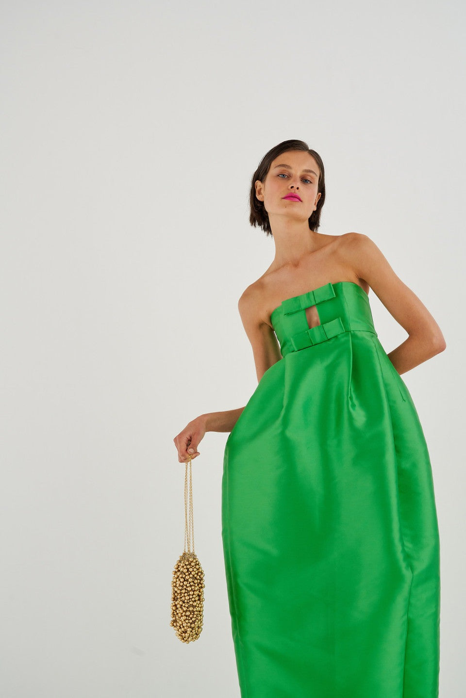 Straplez Papyonlu Lale Maxi Elbise