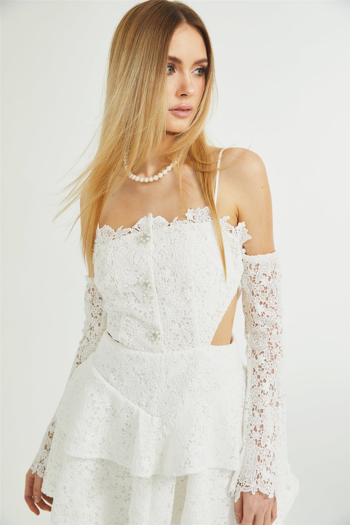 Cyrielle dantel mini elbise