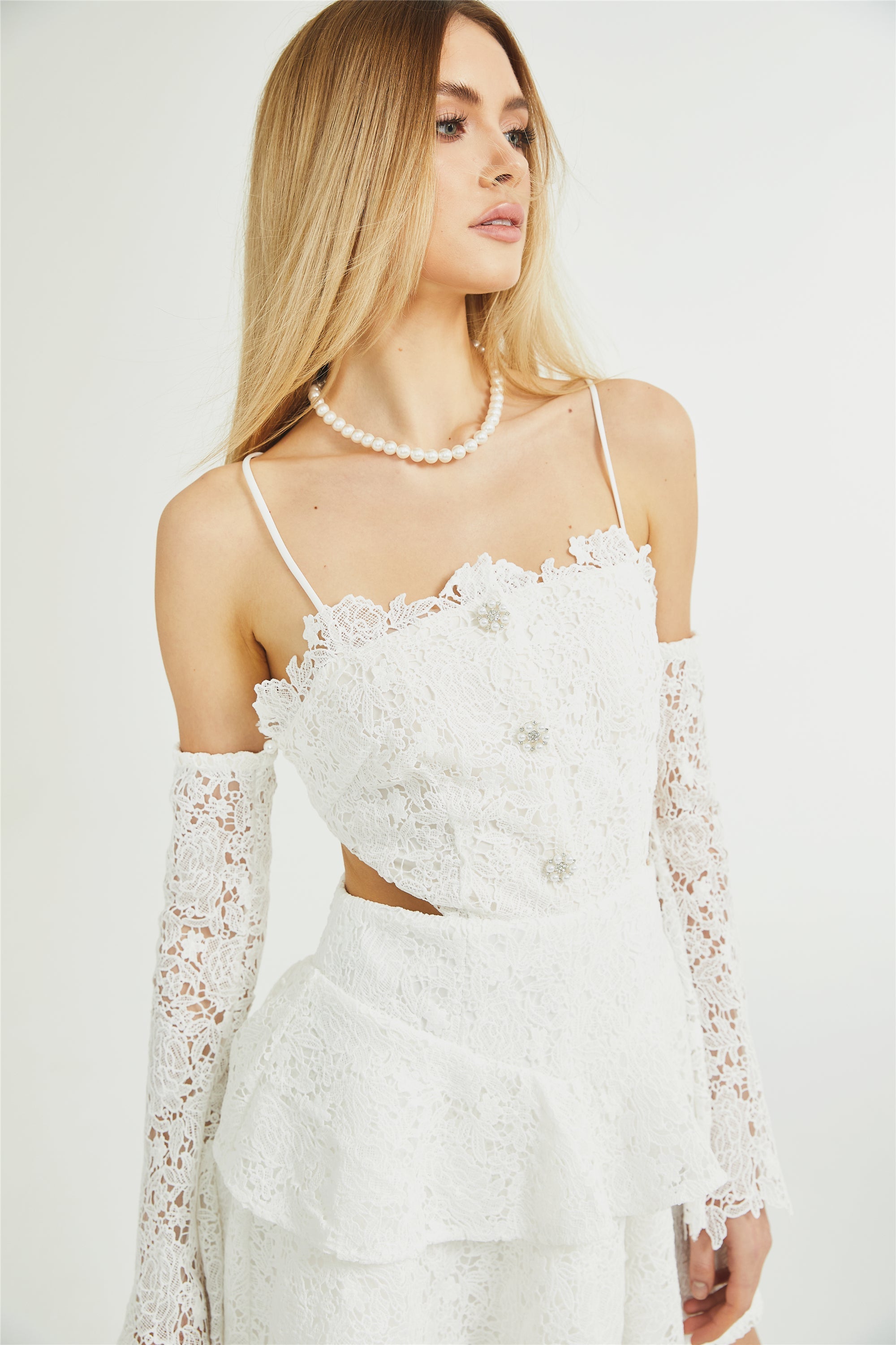 Cyrielle dantel mini elbise